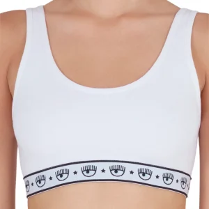 Chiara Ferragni Top Stile Sportivo Bianco Donna