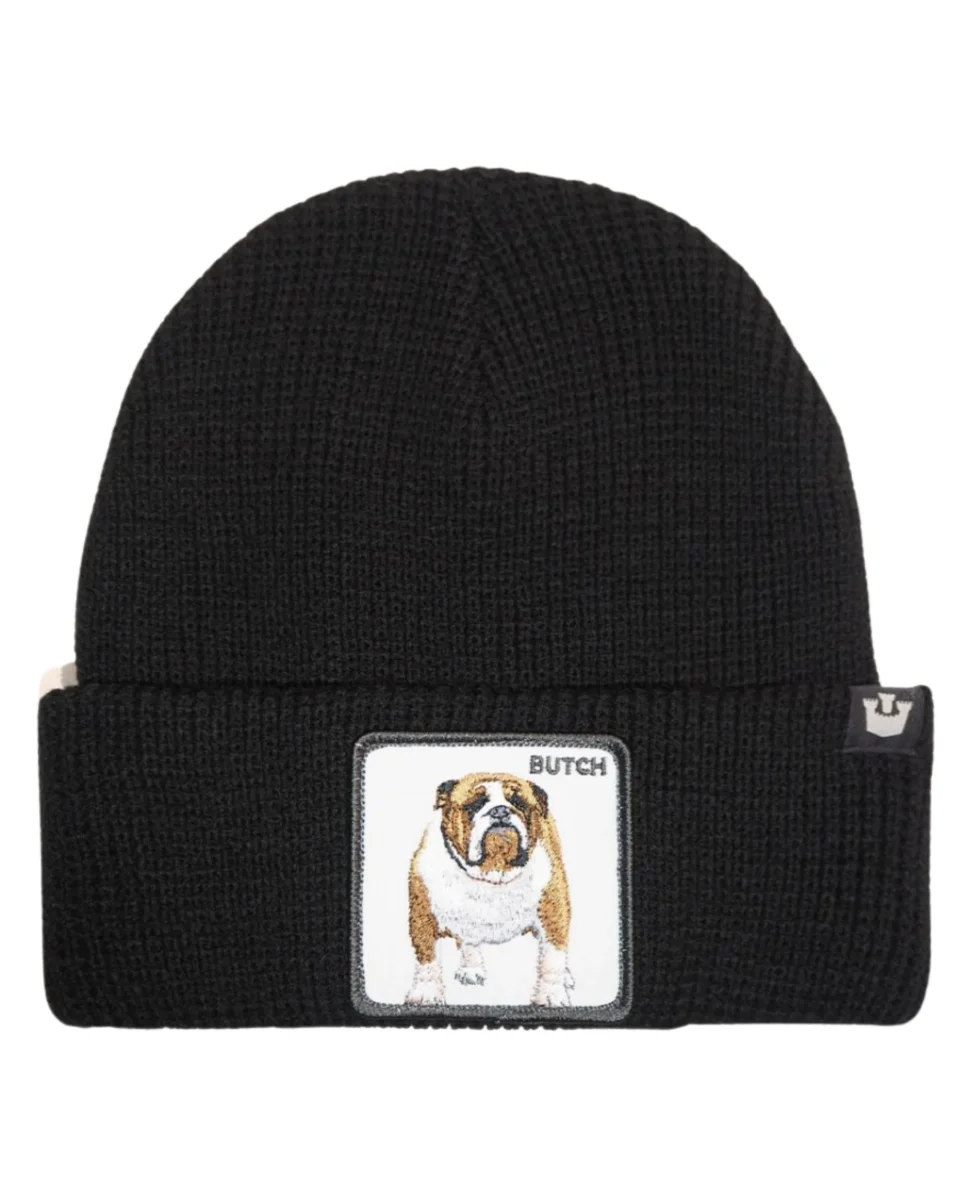 Goorin Bros. Cappello Beanie Hat Cuffia Con Patch Frontale E Logo Su Lato Nero Unisex