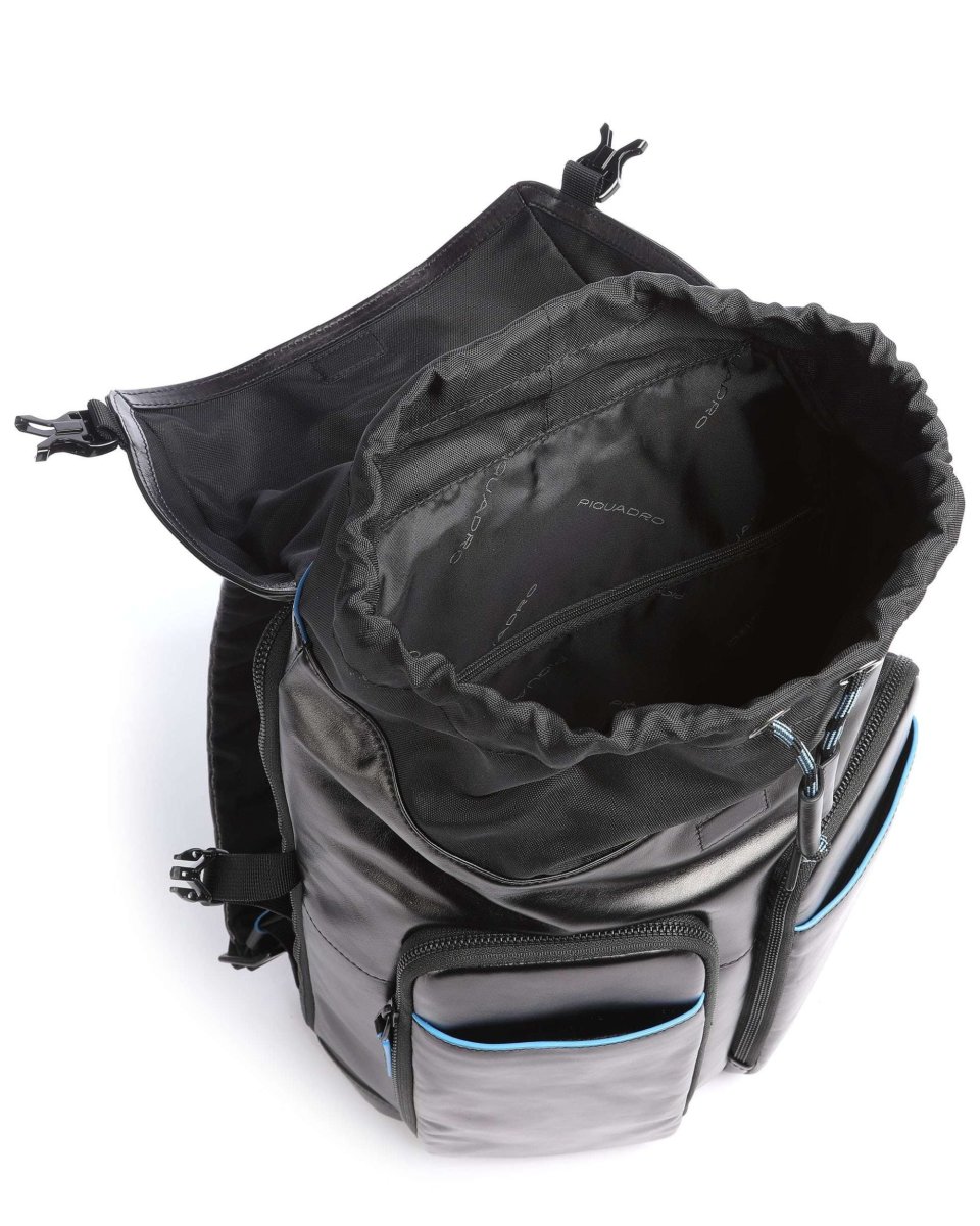 Piquadro Blue Square Revamp Zaino Porta Pc 15 Pollici Pelle Donna Unisex Nero Uomo - immagine 4