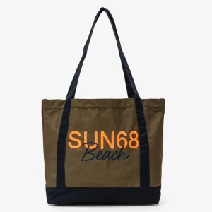 Sun68 Tote Bag Cabardine Cotone Verde Militare Scuro