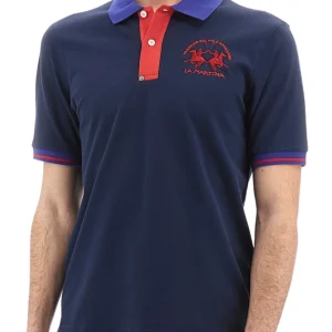 La Martina Maglia Maniche Corte Con Bottoni Blu Uomo