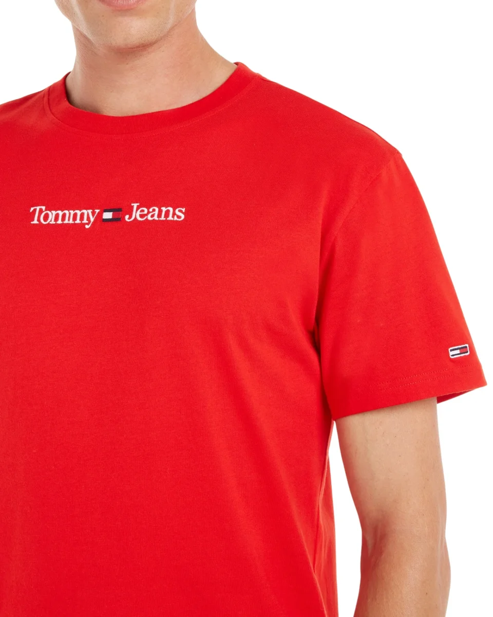 Tommy Jeans T-Shirt TJM Classic Linear Cotone Rosso - immagine 4