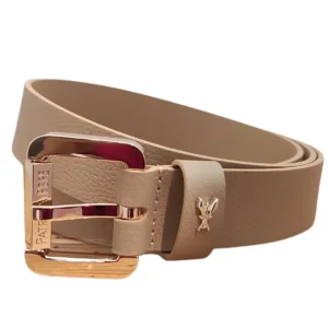 Patrizia Pepe Cintura Bassafibbia Rettangolare Dorata Pelle Cappuccino