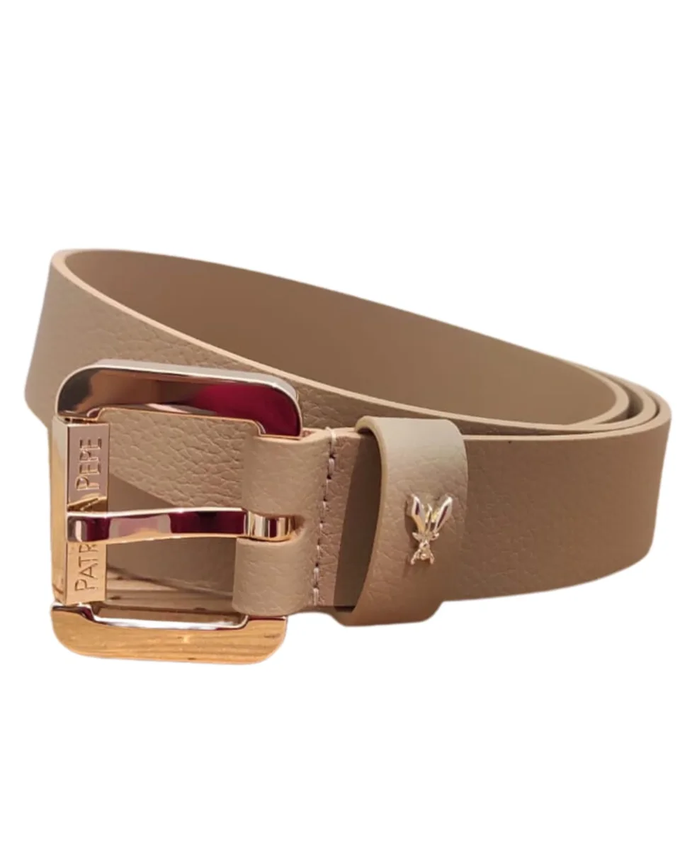 Patrizia Pepe Cintura Bassafibbia Rettangolare Dorata Pelle Cappuccino