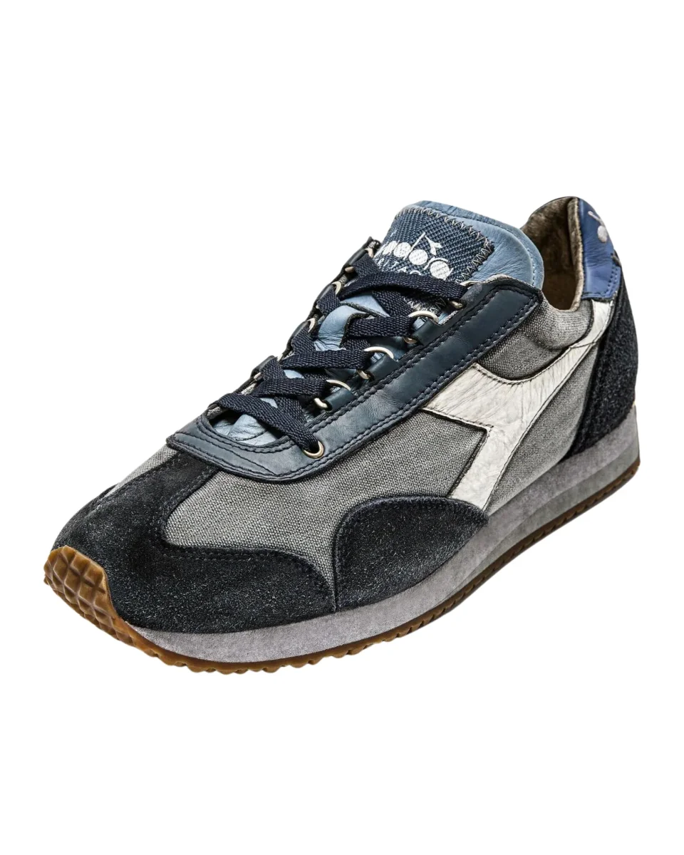 Diadora Heritage Sneakers Equipe H Dirty Stone Wash Evo Pelle Bovina Blu - immagine 4