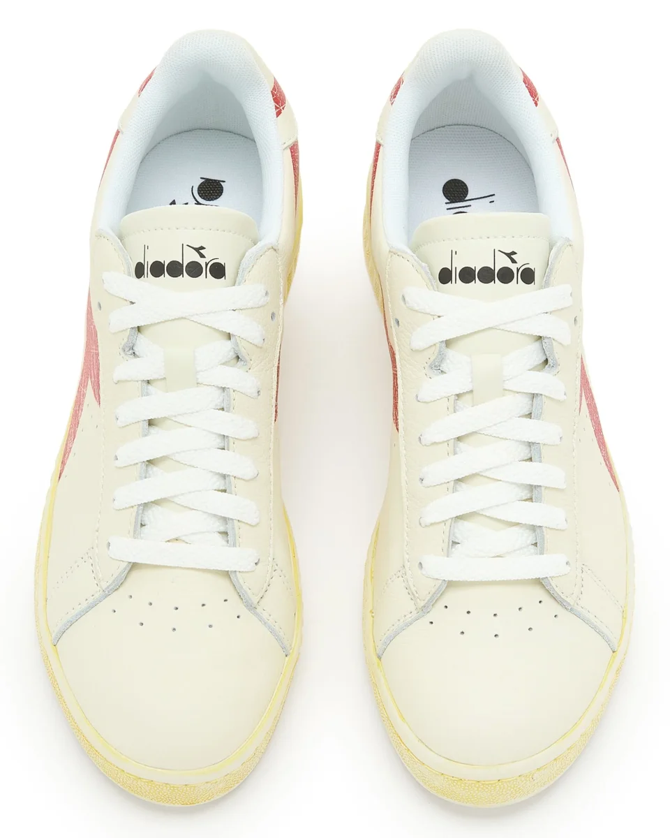 Diadora Sneakers Game L Low Retro in Pelle Bianco Rosso - immagine 7