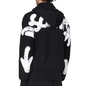 Disclaimer Felpa Con Cappuccio Full zip in Cotone Nero Uomo 55106