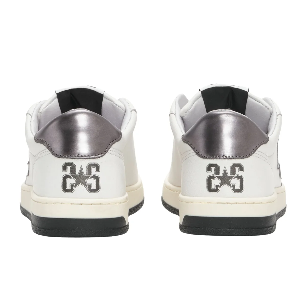 2Star Scarpe Sneakers Made in Italy artigianali Now Star Pelle Argento Bianco 4813 - immagine 4