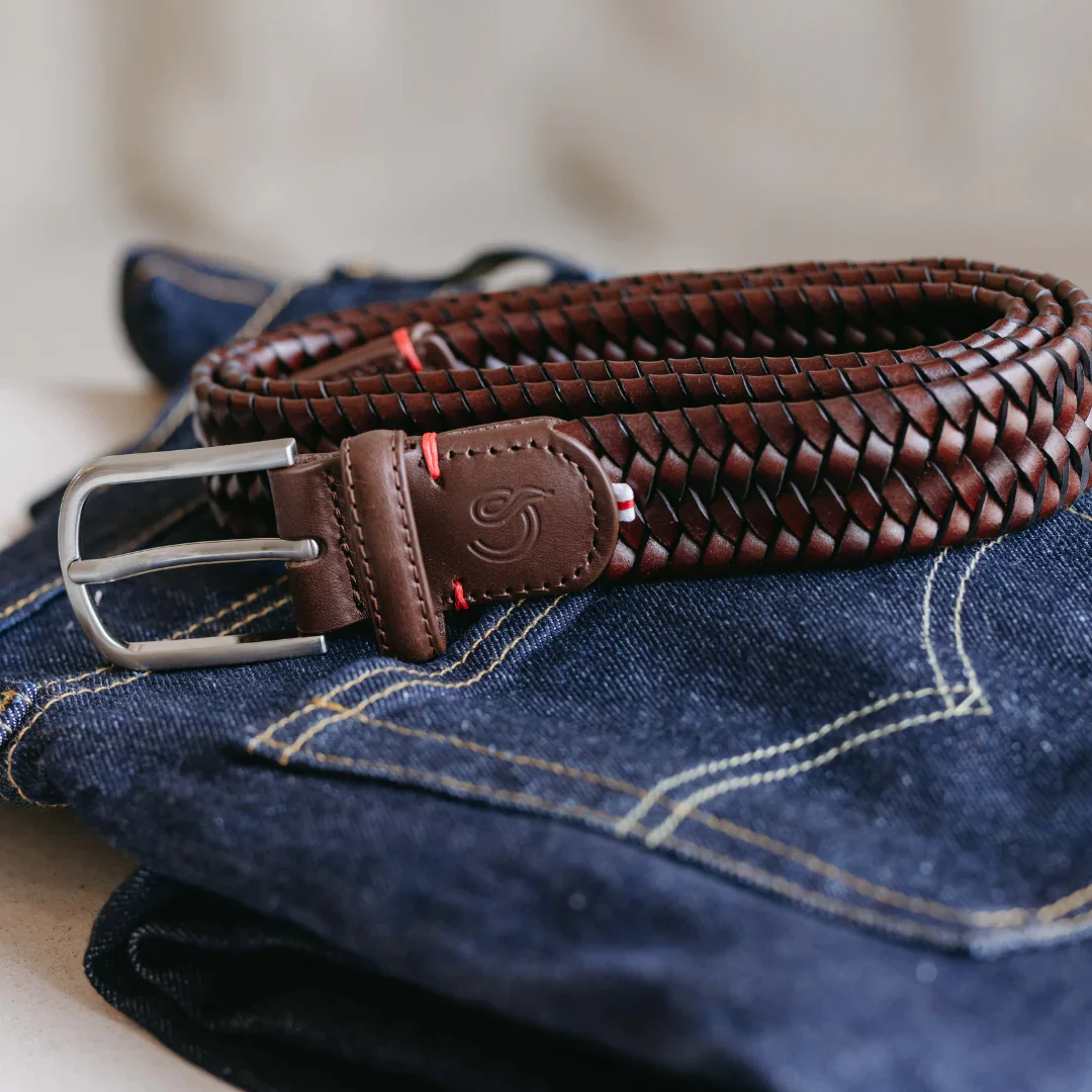 La Boucle cintura intrecciata pelle italiana intarsiata premium box regalo Roma marrone - immagine 6