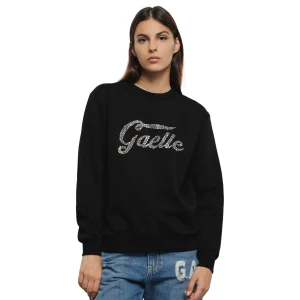 Gaelle Felpa apertura sul retro con logo su fronte nero e strass