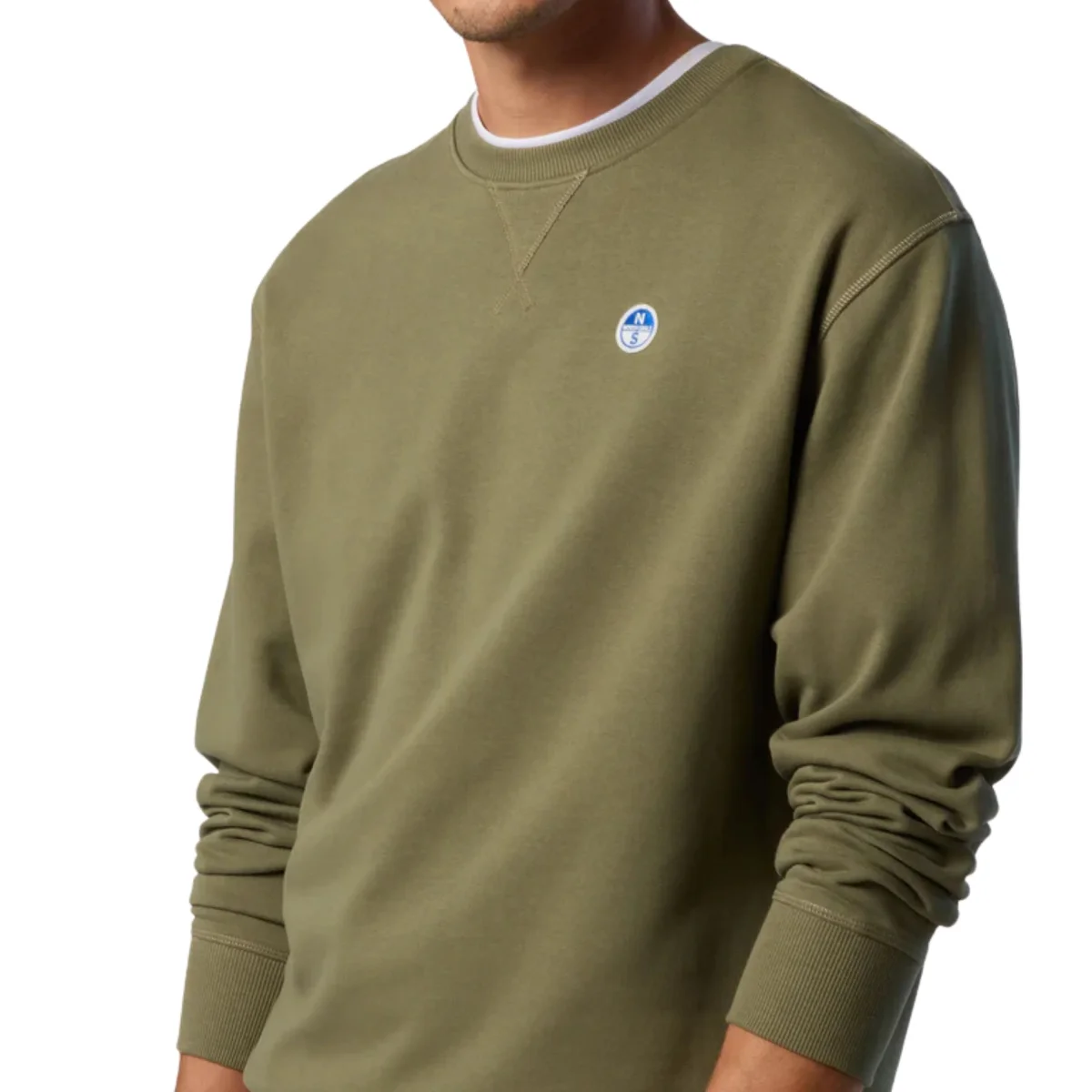 North Sails Felpa manica lunga girocollo CREWNECK SWEATSHIRT verde militare 691220 - immagine 4