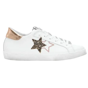 2Star Scarpe Sneakers Made in Italy artigianali PRIME STAR Pelle donna Bianco rame