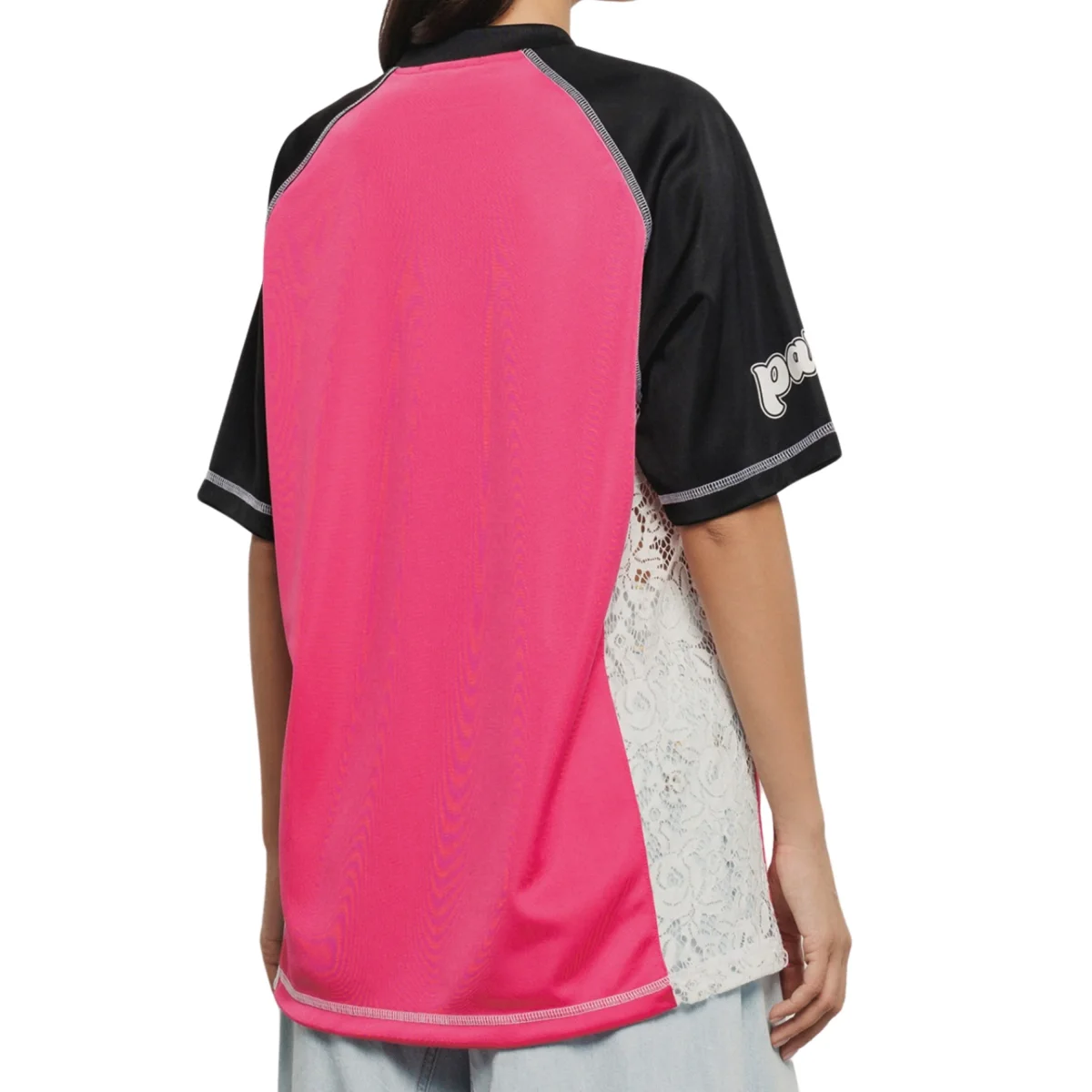 Gaelle T-Shirt oversize con pizzo triacetato trilux pesante fucsia street college - immagine 4