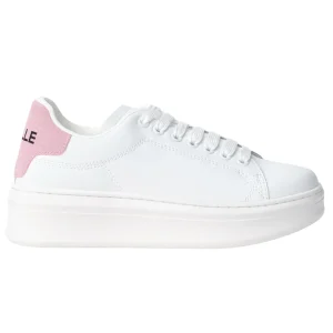 Gaelle Sneakers Scarpe Addict Tomaia in Pelle Bianco e Rosa orchidea