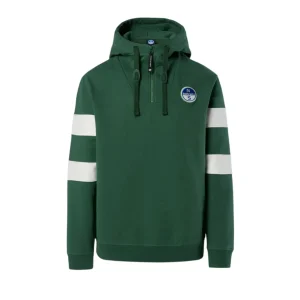 North Sails Felpa manica lunga Hoodie cappuccio full zip 691280 green