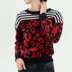 Fracomina Regular Jacquard Animalier Righe Girocollo Multicolore Donna