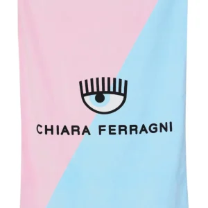 Chiara Ferragni Telo Mare E Rosa Logo Azzurro Unisex