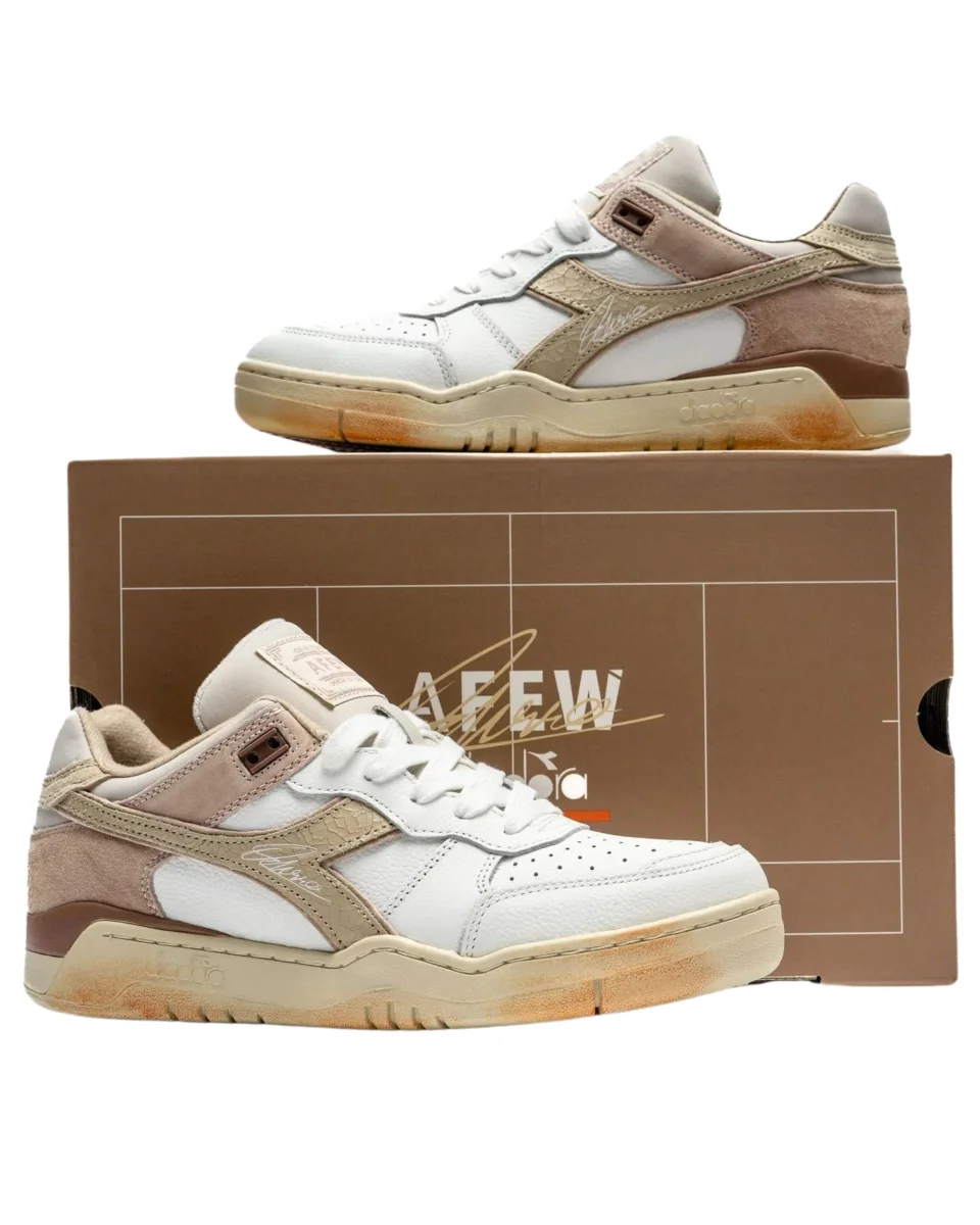 Diadora Sneakers B.560 Dino Russo Limited Edition in Pelle Bianco Beige - immagine 7