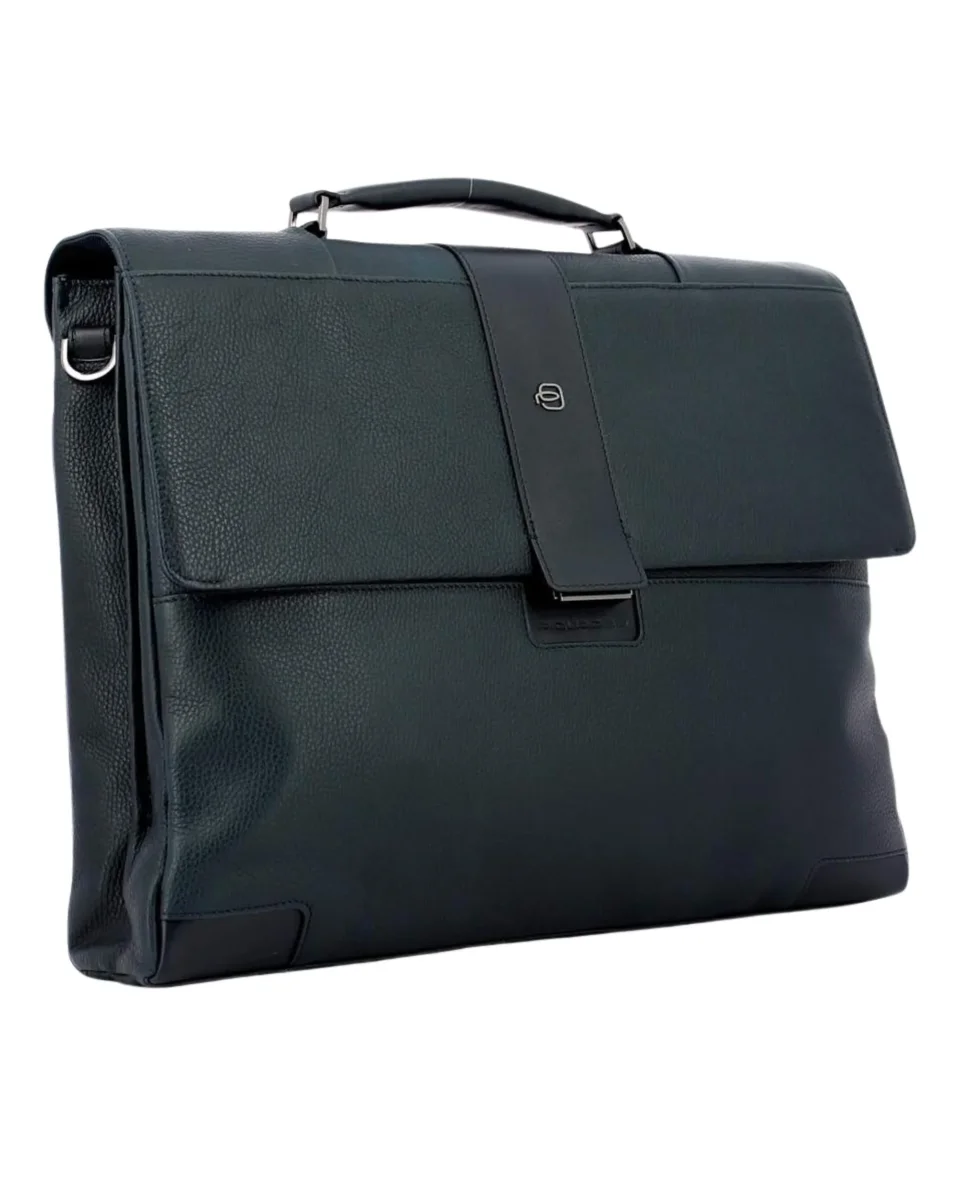 Piquadro Sottile Cartella A Mano Unisex Realizzata In Pelle Blu Uomo - immagine 3