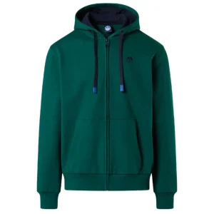North Sails Felpa manica lunga FULL ZIP Hoodie cappuccio 691085 petrolio 0475
