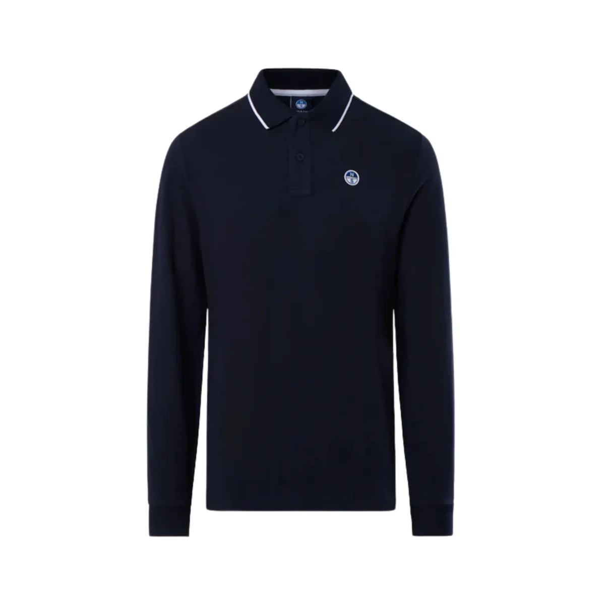North Sails Polo maglia manica lunga 692454 colletto rigato cotone biologico 0802 navy
