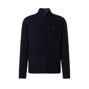 North Sails maglione misto cashmere FULL ZIP manica lunga finezza 7 navy blu 699154