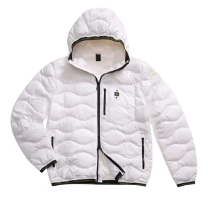 Blauer Giubbino Corto Wave Trama Onda Orizzontale Bianco Uomo