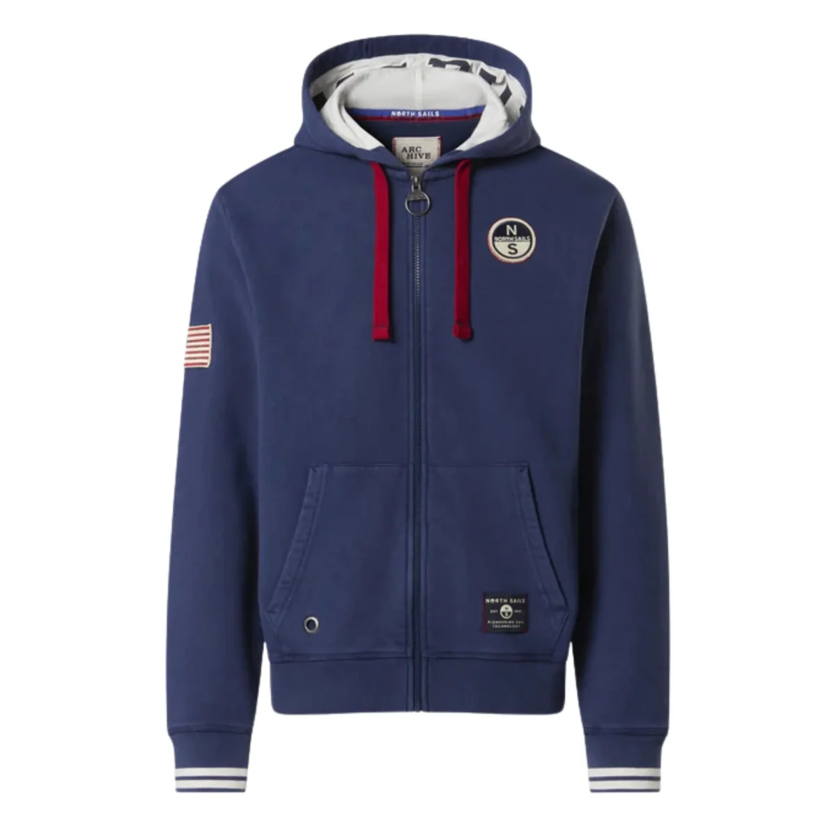 North Sails Felpa manica lunga FULL ZIP Hoodie cappuccio archivio 691125 0898