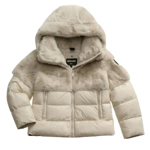 Blauer giubbotto ecopelliccia e nylon piumino Sorona Aura FANEVIL beige