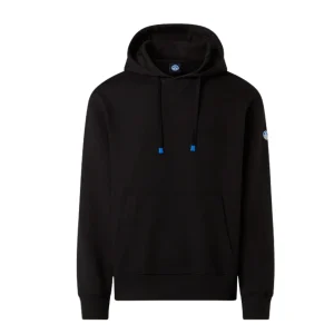 North Sails Felpa manica lunga hoodie con costine laterali 691262 nero