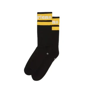 Dr. Martens Calze Athletic con Banda e Logo in Misto Cotone Nero Giallo Unisex