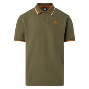 North Sails Polo maglia maglietta con logo e righe 692439 verde 0421