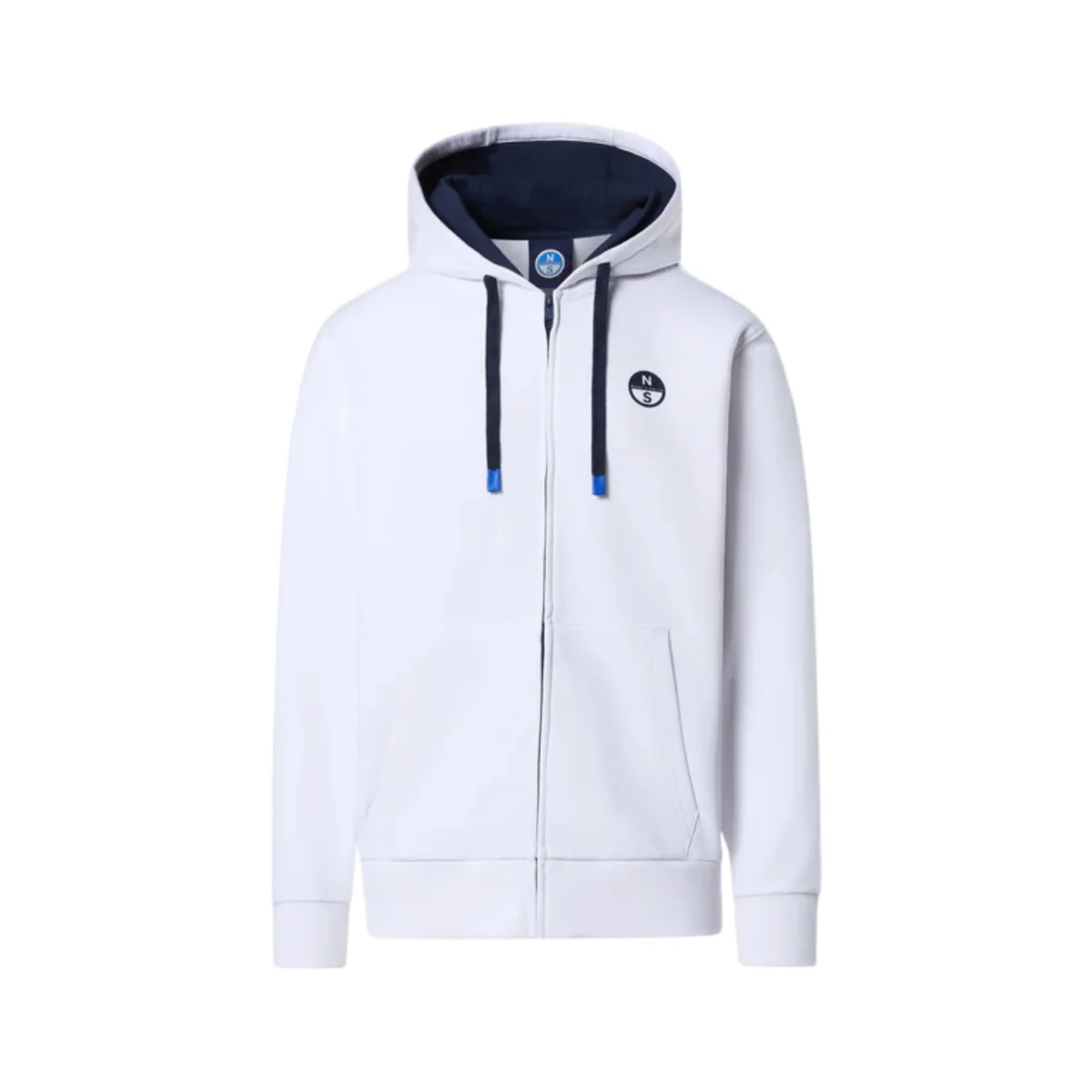 North Sails Felpa manica lunga FULL ZIP Hoodie cappuccio 691085 bianco 0105