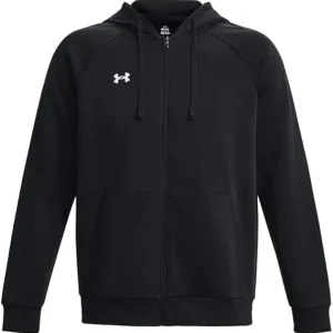 Under Armour felpa full zip pile misto cotone cappuccio RIVAL uomo allenamento UA nero