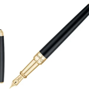 S.t.dupont Penna Stilografica Medium Line D Lacca Nera e Oro 410101m
