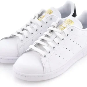 Adidas Sneaker Stan Smith W in Pelle Bianco Nero Dettagli Oro Donna
