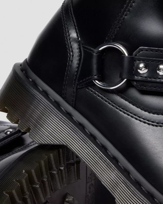 Dr. Martens Stivale biker motociclista Anistone Harness Black Orleans in Pelle Nero Donna - immagine 5