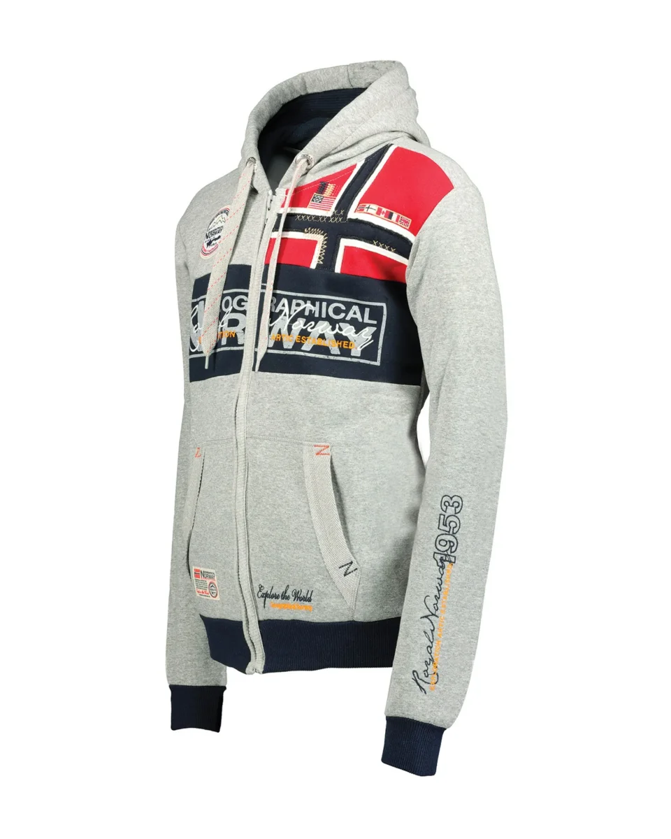 Geographical Norway Felpa con Cappuccio Flyer Sport City Urban Grigio Chiaro Uomo - immagine 4
