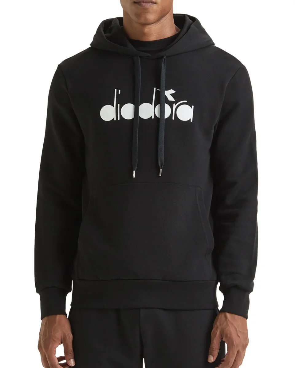 Diadora Felpa Cappuccio Logo Big Cotone Nero - immagine 6