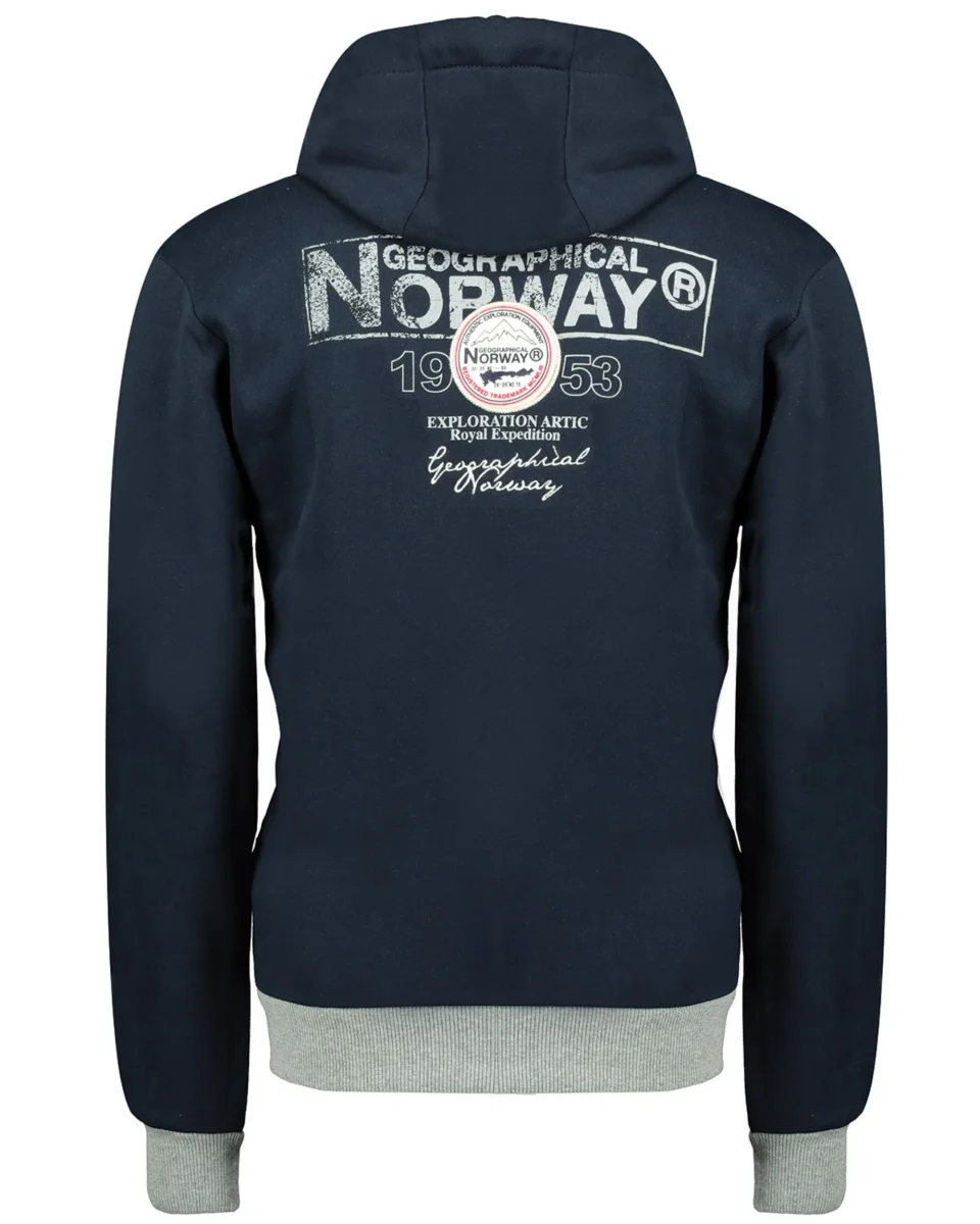 Geographical Norway Felpa Flyer Full Zip con Cappuccio Sport Blu Uomo - immagine 3