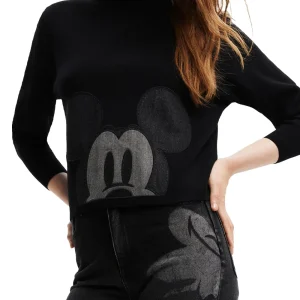 Desigual Jers Mickey Patch Denim Nero Donna