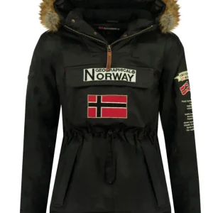 Geographical Norway Parka Con Cappuccio Fisso E Pelliccia Rimovibile Nero Uomo