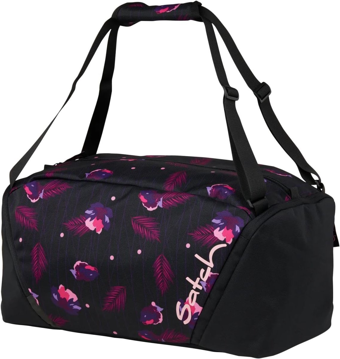Satch Borsone da Palestra Mustic Nights Duffle 25 litri Nero Fiori Fucsia