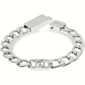 Liu Jo bracciale in acciaio silver logo e zirconi Lj2640
