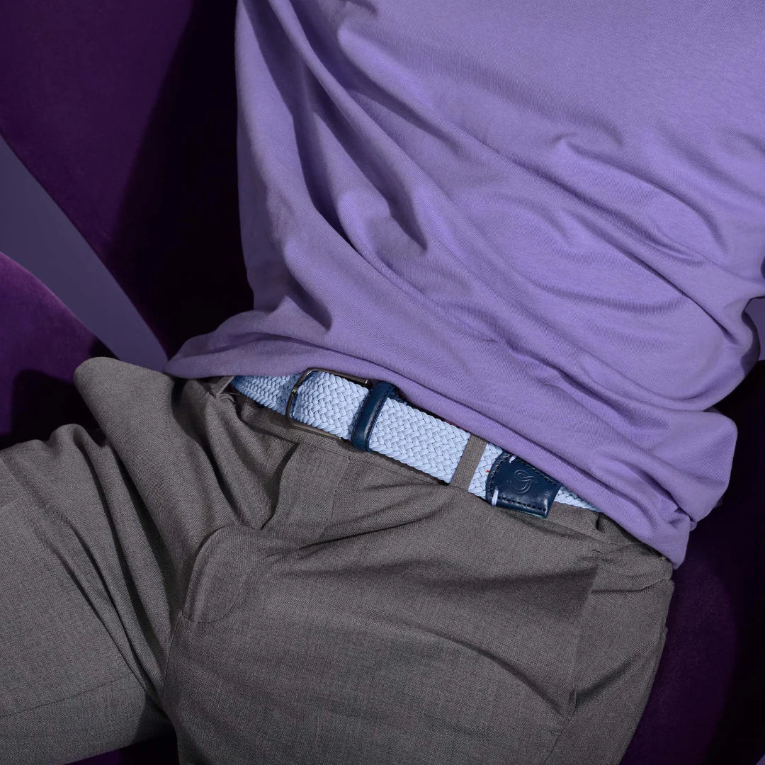 La Boucle cintura intrecciata con fibbia in metallo premium box regalo Portofino azzurro - immagine 6