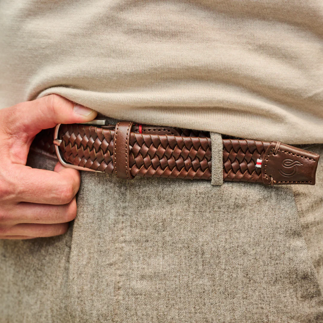 La Boucle cintura intrecciata pelle italiana intarsiata premium box regalo Roma marrone - immagine 7