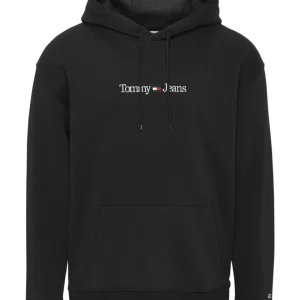 Tommy Jeans Felpa Linear Hood Cotone Nero