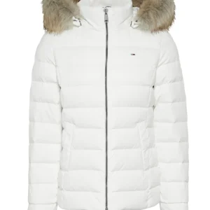 Tommy Jeans Parka Piumino Fashion Logo Hilfiger con Cappuccio Bianco
