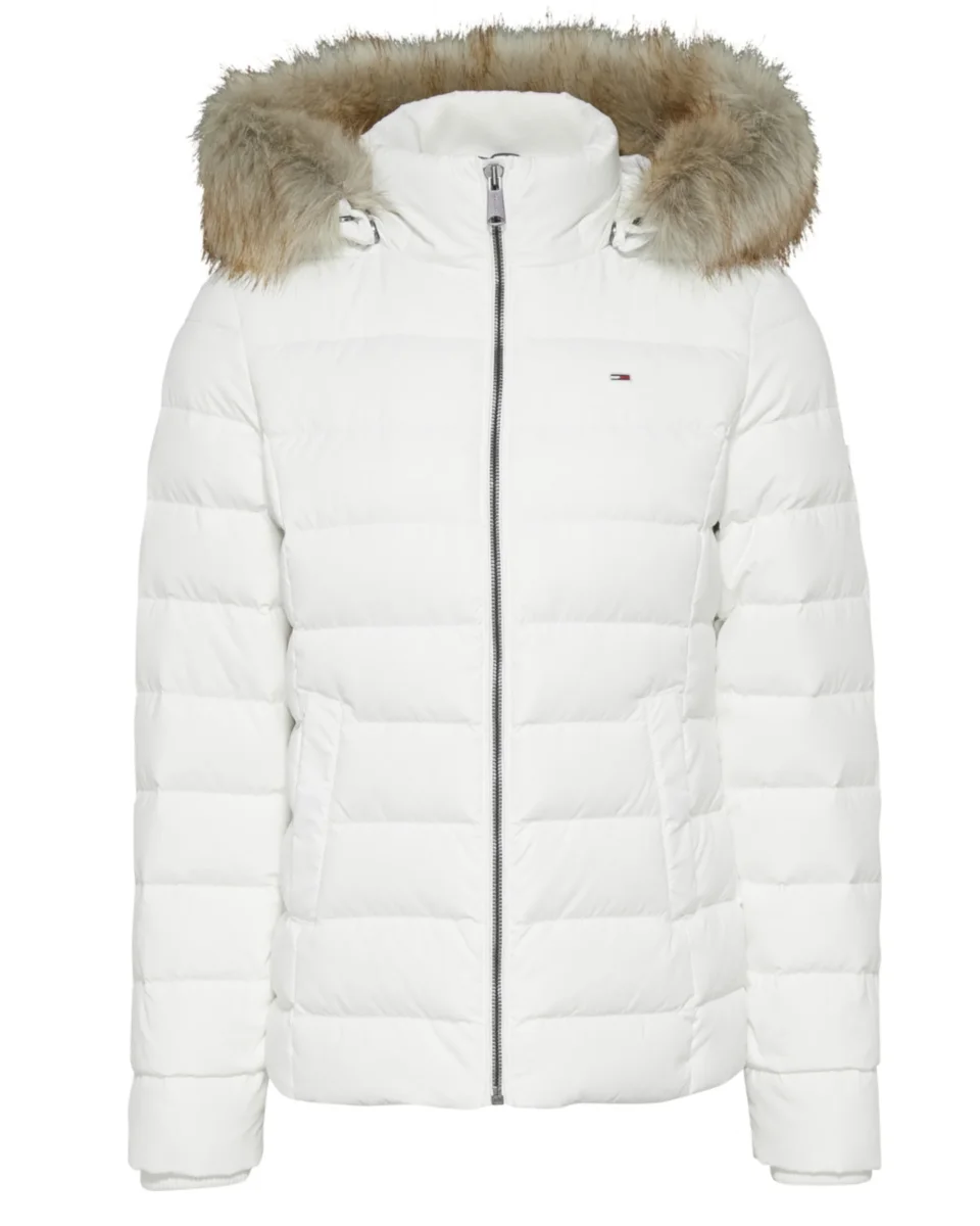 Tommy Jeans Parka Piumino Fashion Logo Hilfiger con Cappuccio Bianco