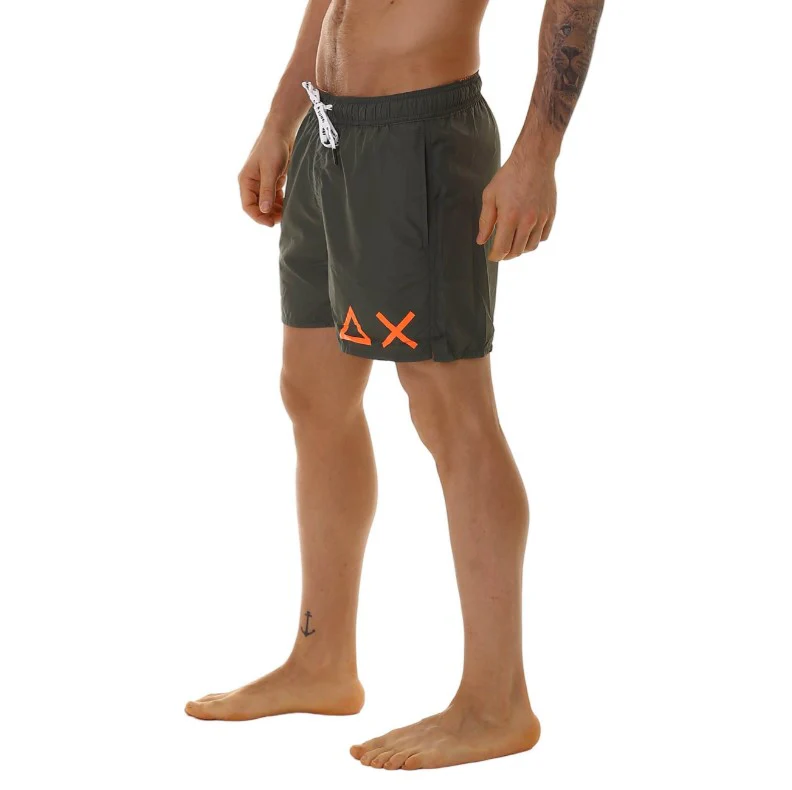 Sun68 Costume da Bagno Solid Big Logo Verde Militare H19102 - immagine 3